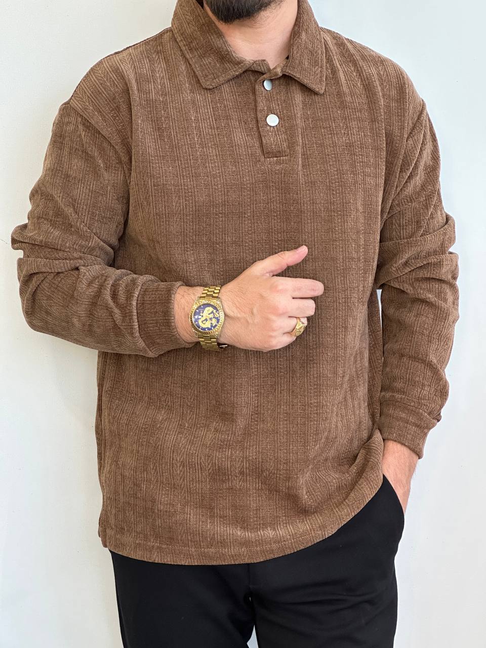 بلوز مخمل دو دکمه